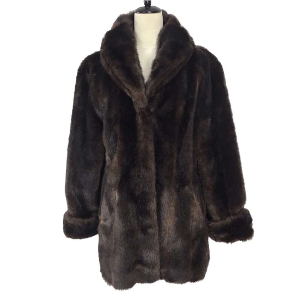 Silk & Sable Brown Faux Fur Coat Size XS